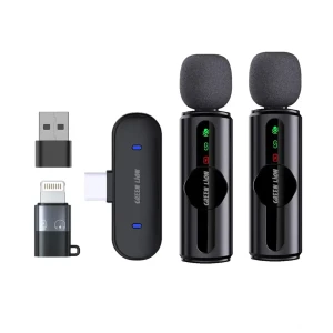 میکروفون یقه ای بی سیم دو کاربره گرین لاین مدل GM 76X رابط Type-C و Lightning و USB-A